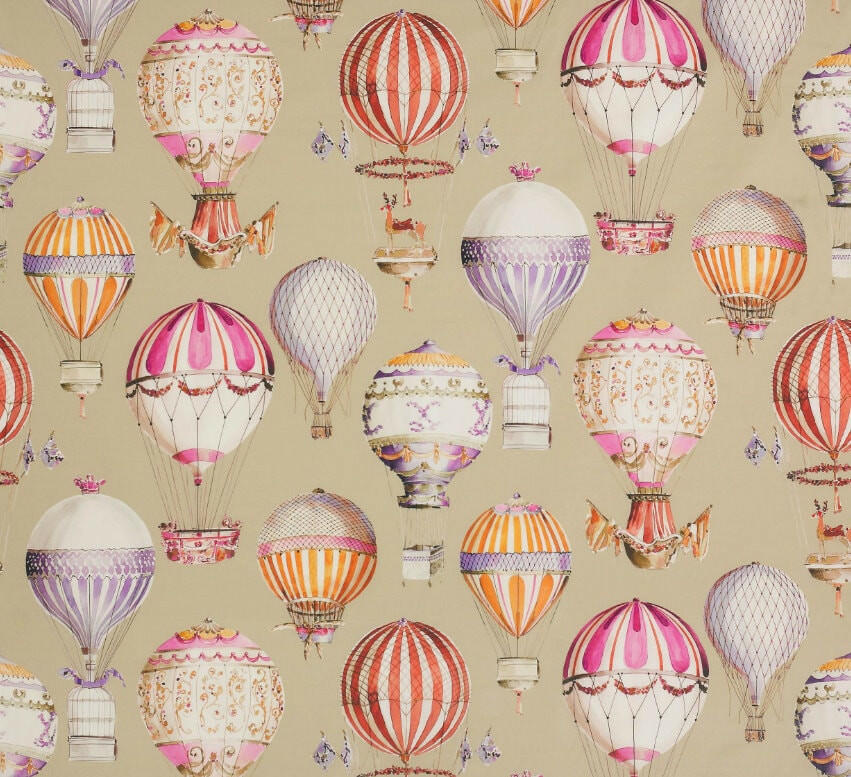 Manuel Canovas - L'Envol - Tomate - Whimsical Hot Air Balloon Designer Cushion Cover - Handmade Throw Pillow - Designer Home Décor.