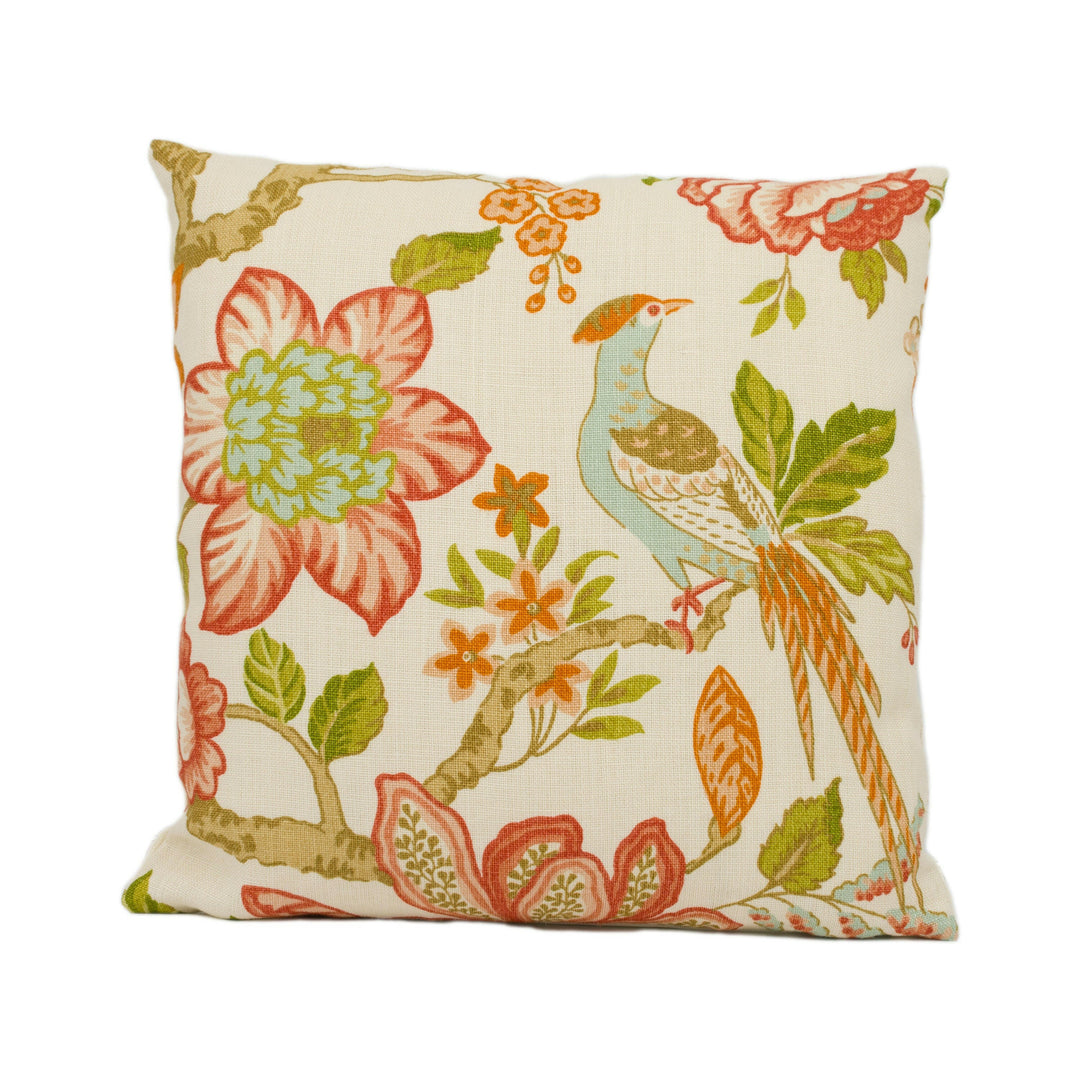 Schumacher - Huntington Gardens - Coral - Stunning Tree Of Life Designer Cushion Cover - Handmade Throw Pillow - Luxury Home Decor.