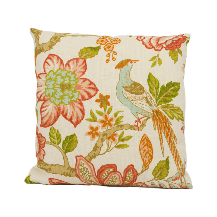 Schumacher - Huntington Gardens - Coral - Stunning Tree Of Life Designer Cushion Cover - Handmade Throw Pillow - Luxury Home Decor.