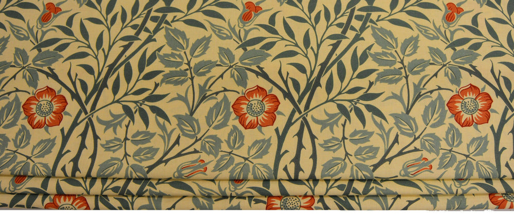 William Morris - Sweet Briar - Green / Coral  - Professionally Made Roman Blind Made to Measure.