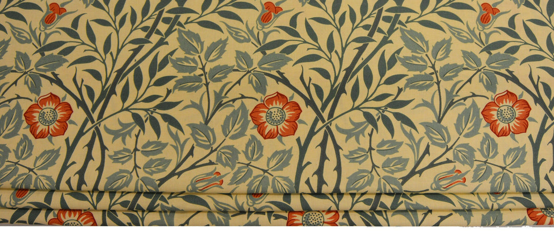 William Morris - Sweet Briar - Green / Coral  - Professionally Made Roman Blind Made to Measure.
