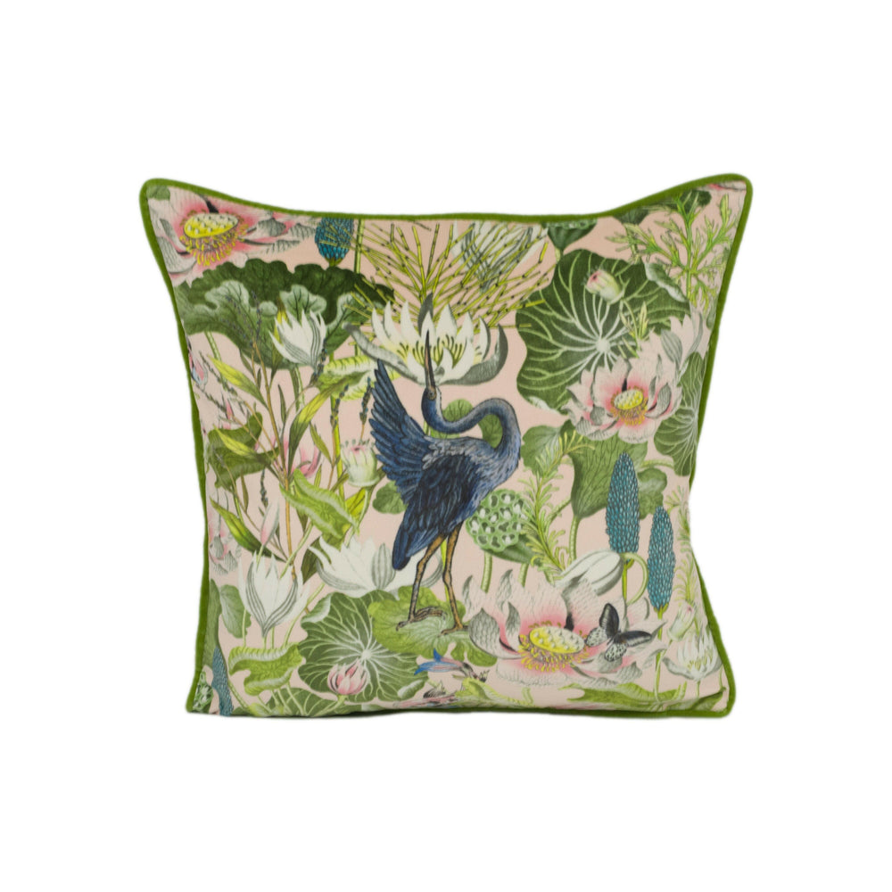 Wedgwood by Clarke and Clarke - Waterlily - Blush Velvet - Tropical Amazon Flora & Fauna Designer Cushion Cover - Luxury Throw Pillow Home.