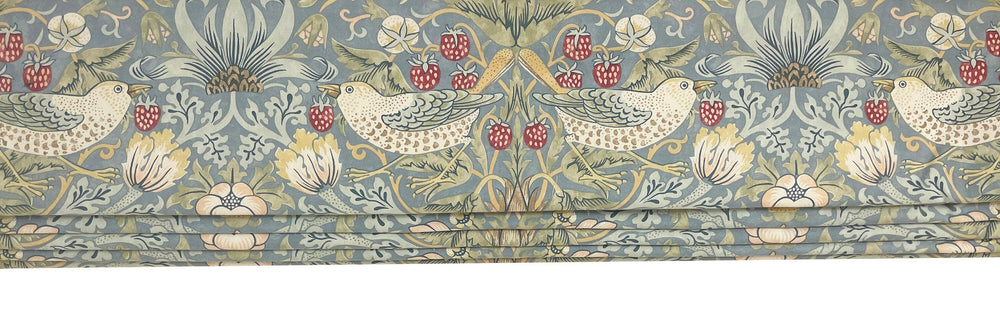 William Morris - Strawberry thief - Slate / Vellum - Made To Measure Professionally Made Roman Blind.