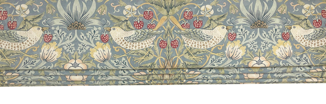 William Morris - Strawberry thief - Slate / Vellum - Made To Measure Professionally Made Roman Blind.