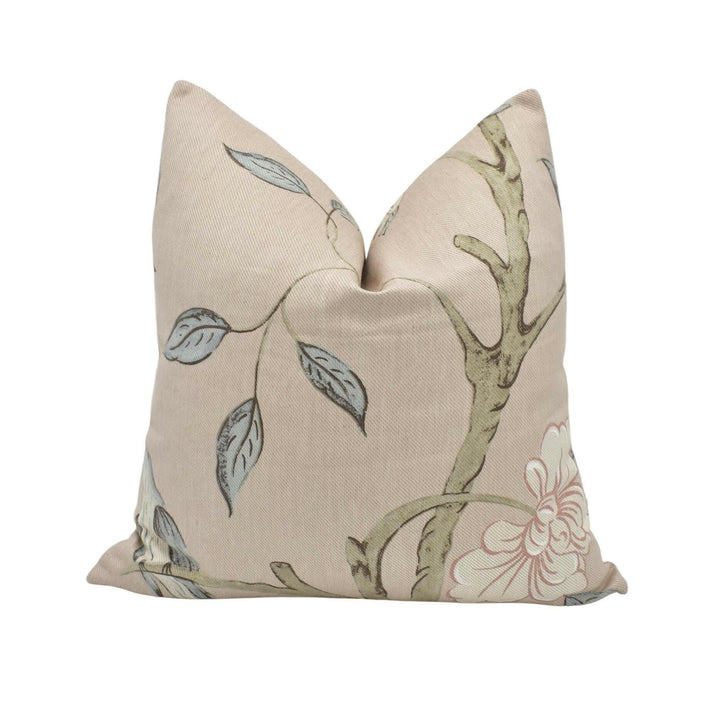 Zoffany - Eleonora Print - Tuscan Pink - Elegant Romantic Designer Cushion Cover - Swedish Inspired Pillow Cover - Pink Custom Floral Pillow.