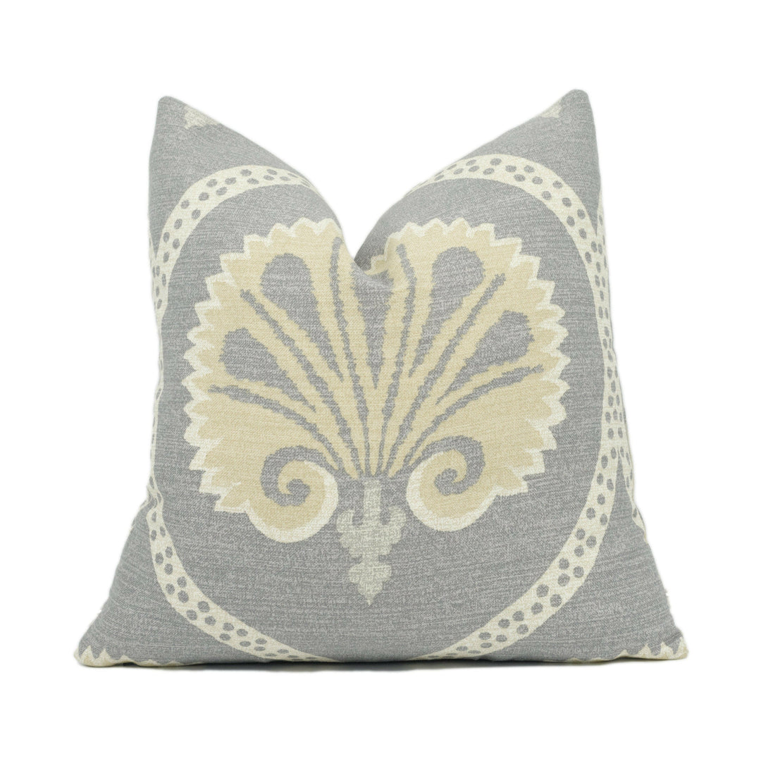 Thibaut - Kimberly - Grey - Stunning Stylized Floral Scroll Cushion Cover - Handmade Throw Pillow - Designer Home Décor.