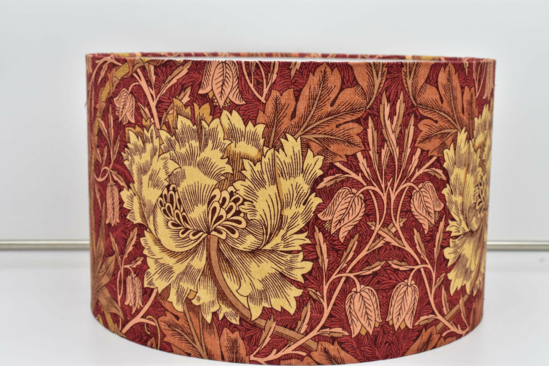 William Morris - Honeysuckle & Tulip  - Brick / Russet - Lampshade - Ceiling Shade - Stunning Handmade Classic Morris Designer Lamp Decor.