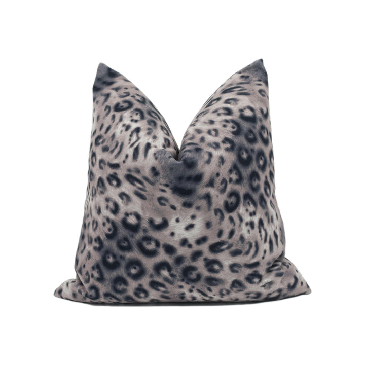 Chic Modern Plush Snow Leopard Print Velvet Cushion Cover - Handmade Throw Pillow - Designer Home Décor.