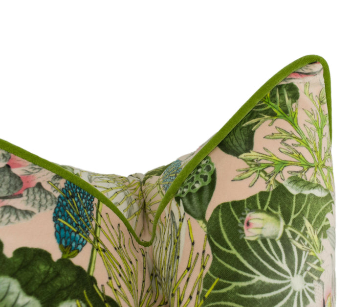 Wedgwood by Clarke and Clarke - Waterlily - Blush Velvet - Tropical Amazon Flora & Fauna Designer Cushion Cover - Luxury Throw Pillow Home.