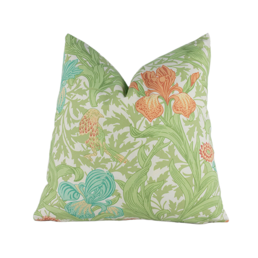 William Morris - Iris - Fennel / Aqua - Stunning Classic English Designer Cushion Cover Home Décor Throw Pillow.