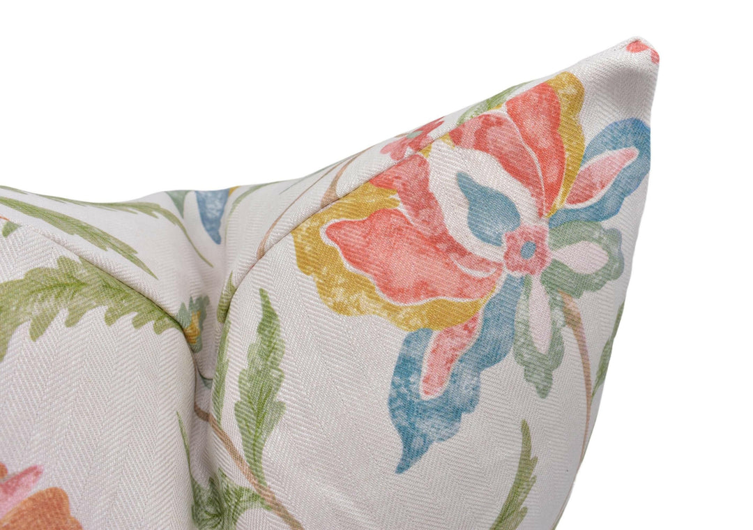 Colefax and Fowler - Campion - Pink / Green - Turkish Inspired Floral Cushion Cover - Colourful Islamic Artistic Pillow Cover - Blue Gold.