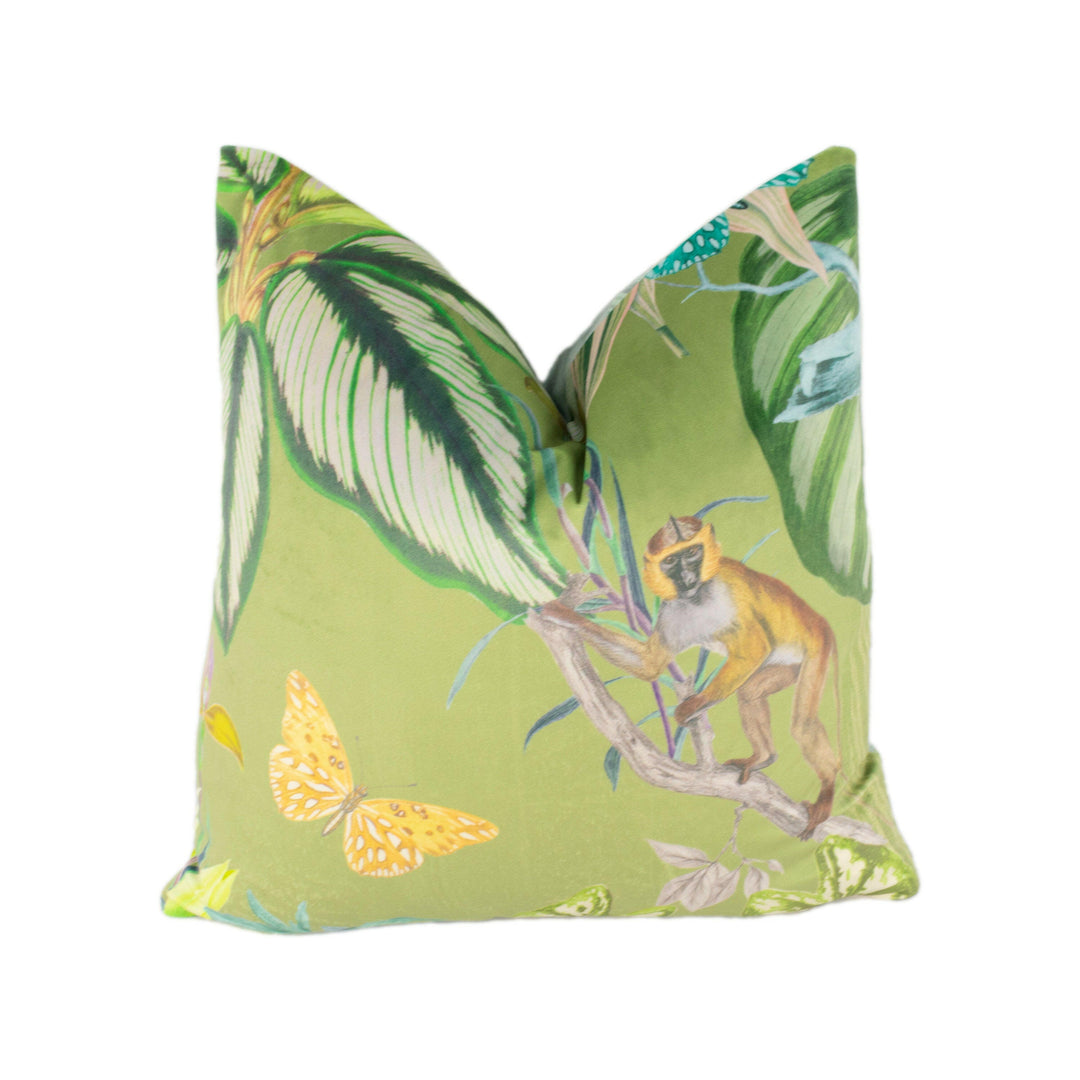 Prestigious - Barbados - Palm - Maximalist Tropical Landscape Velvet Cushion Cover - Handmade Throw Pillow Designer Home Decor.