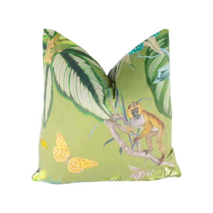 Prestigious - Barbados - Palm - Maximalist Tropical Landscape Velvet Cushion Cover - Handmade Throw Pillow Designer Home Decor.