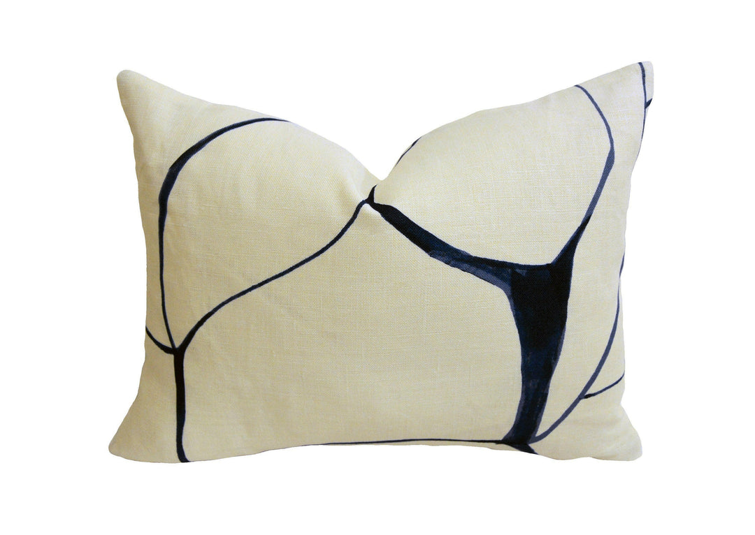 Porter Teleo for Schumacher - Filigree - Navy - Modern Abstract Designer Cushion Cover - Handmade Throw Pillow - Luxury Home Decor.