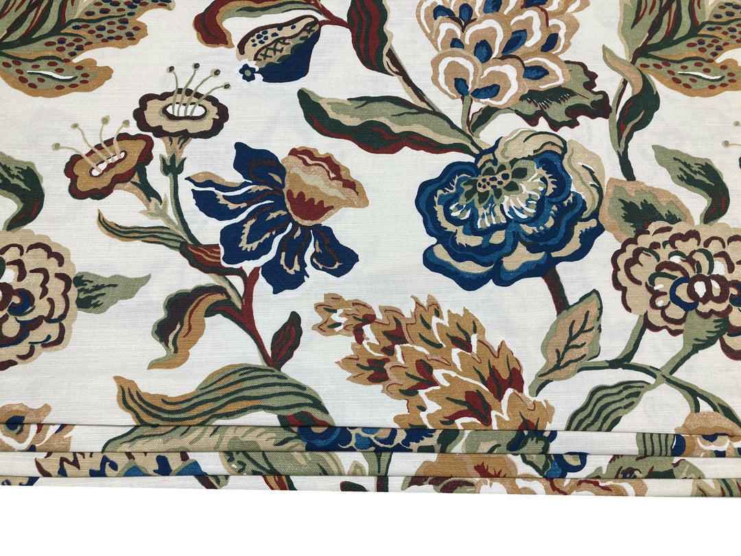 Thibaut - Navesink - Cream on Navy - Made To Measure Professionally Made Roman Blind.