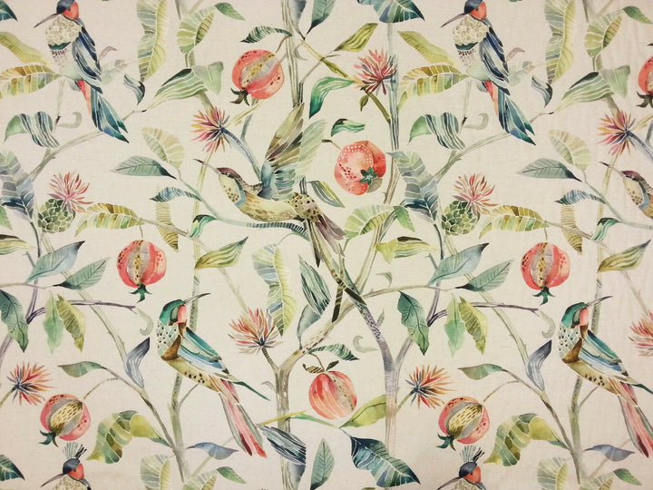 Voyage - Colyford  - Pomegranate - Lively Stained Glass Watercolour Bird Cushion Cover - Handmade Throw Pillow Designer Home Decor.