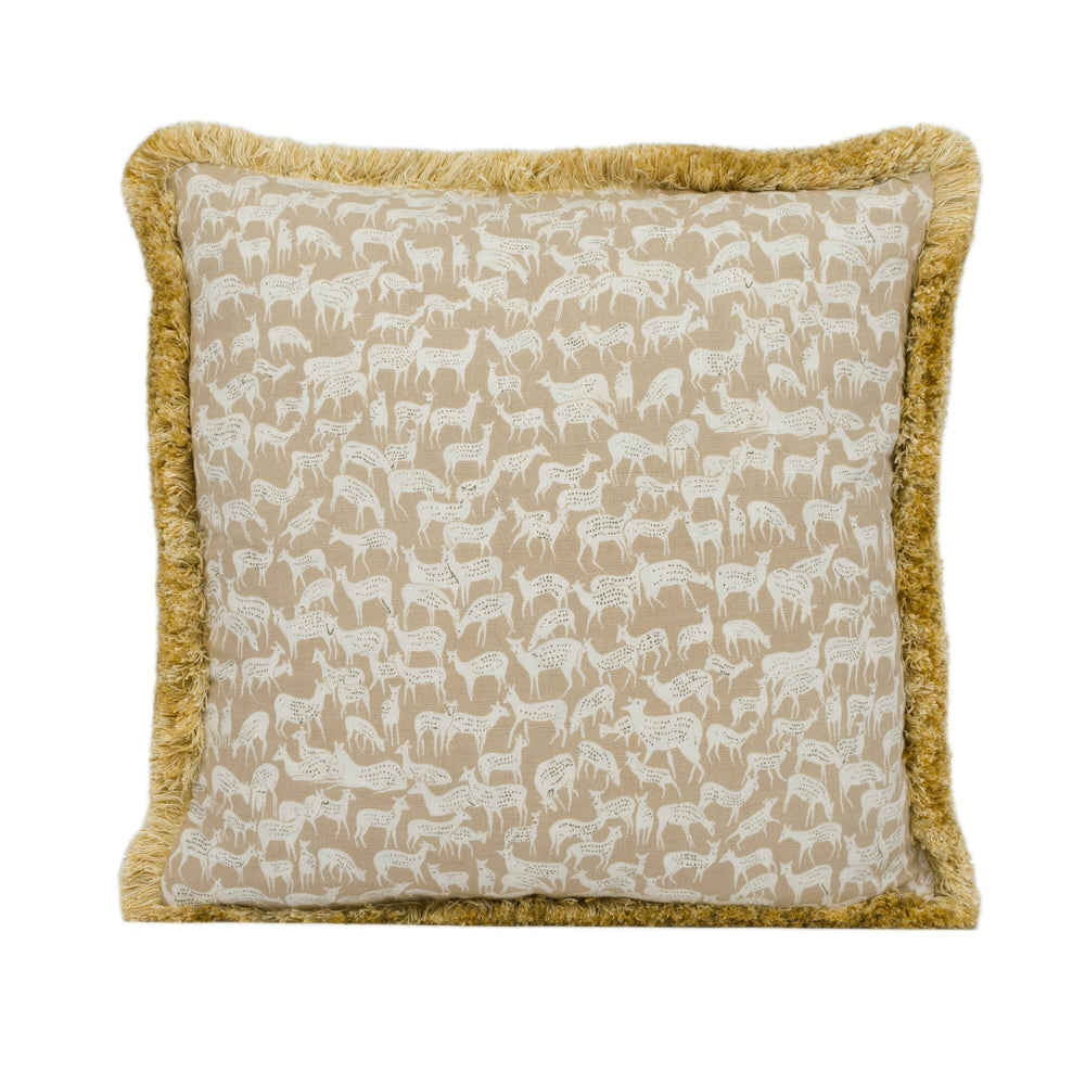Schumacher - Fauna - Fawn - Plush Fringed Deer Cushion Cover - Handmade Throw Pillow - Designer Home Décor.