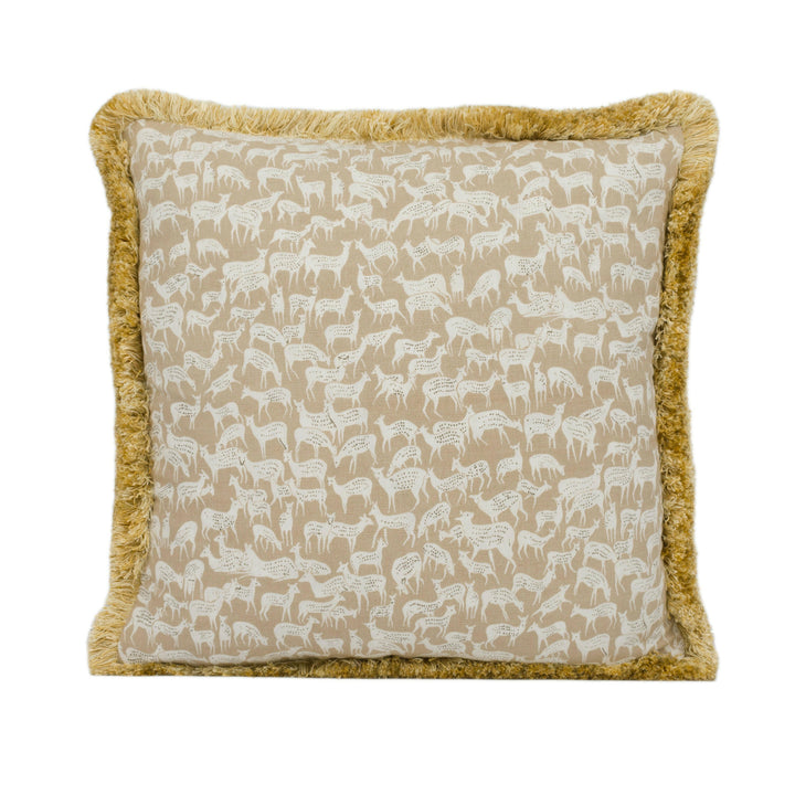 Schumacher - Fauna - Fawn - Plush Fringed Deer Cushion Cover - Handmade Throw Pillow - Designer Home Décor.
