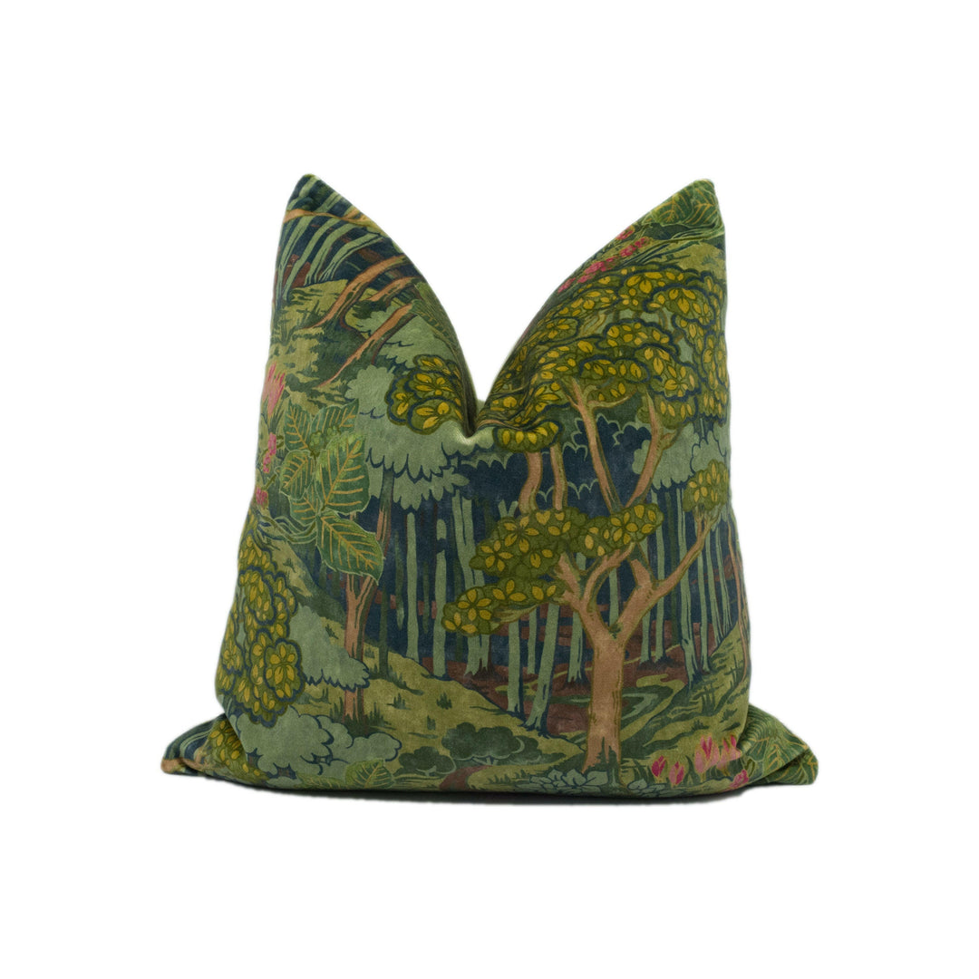 GP & J Baker - Ruskin Velvet - Emerald - Charming Woodland Print Plush Velvet Cushion Cover - Handmade Throw Pillow - Designer Home Décor.