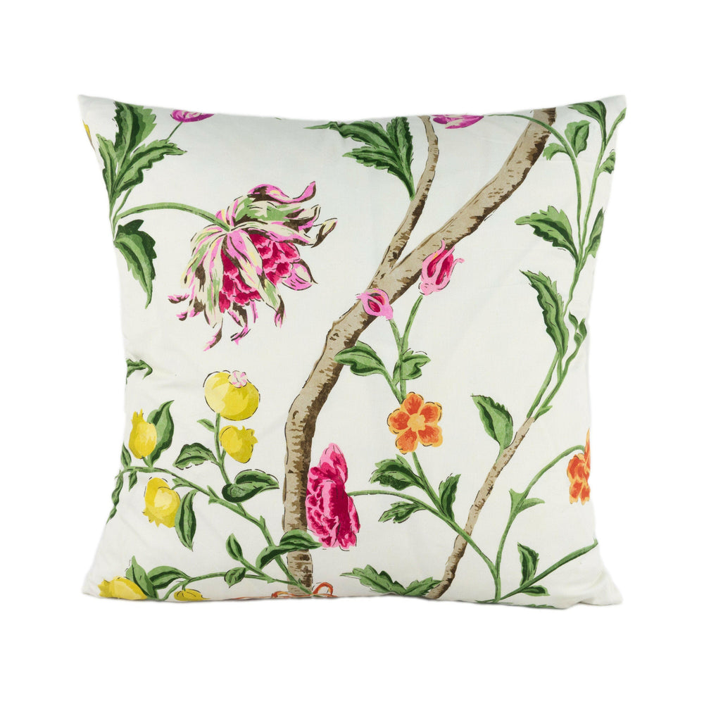 Schumacher - Citronier - Fuchsia - Chinese Inspired Floral Chintz - Designer Cushion Cover - Handmade Throw Pillow - Luxury Home Decor.