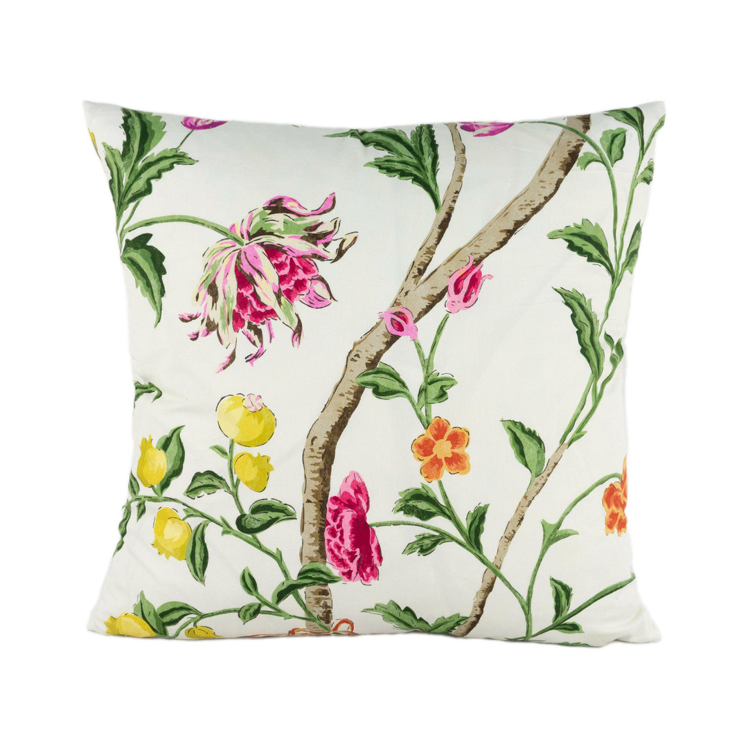 Schumacher - Citronier - Fuchsia - Chinese Inspired Floral Chintz - Designer Cushion Cover - Handmade Throw Pillow - Luxury Home Decor.