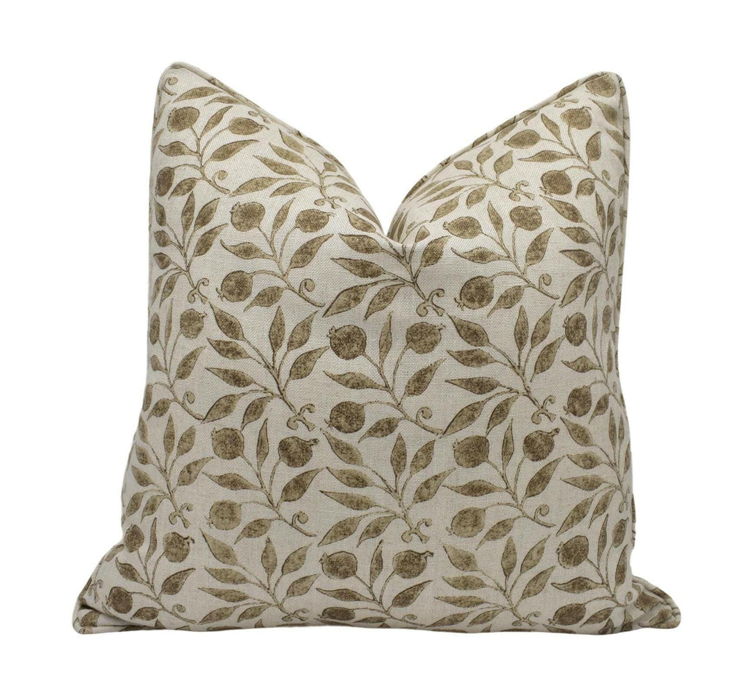 William Morris - Rosehip - Linen / Ecru - Classic Morris Designer Cushion Cover - Intricate Floral Pillow Cover - Beige and Brown Pattern.