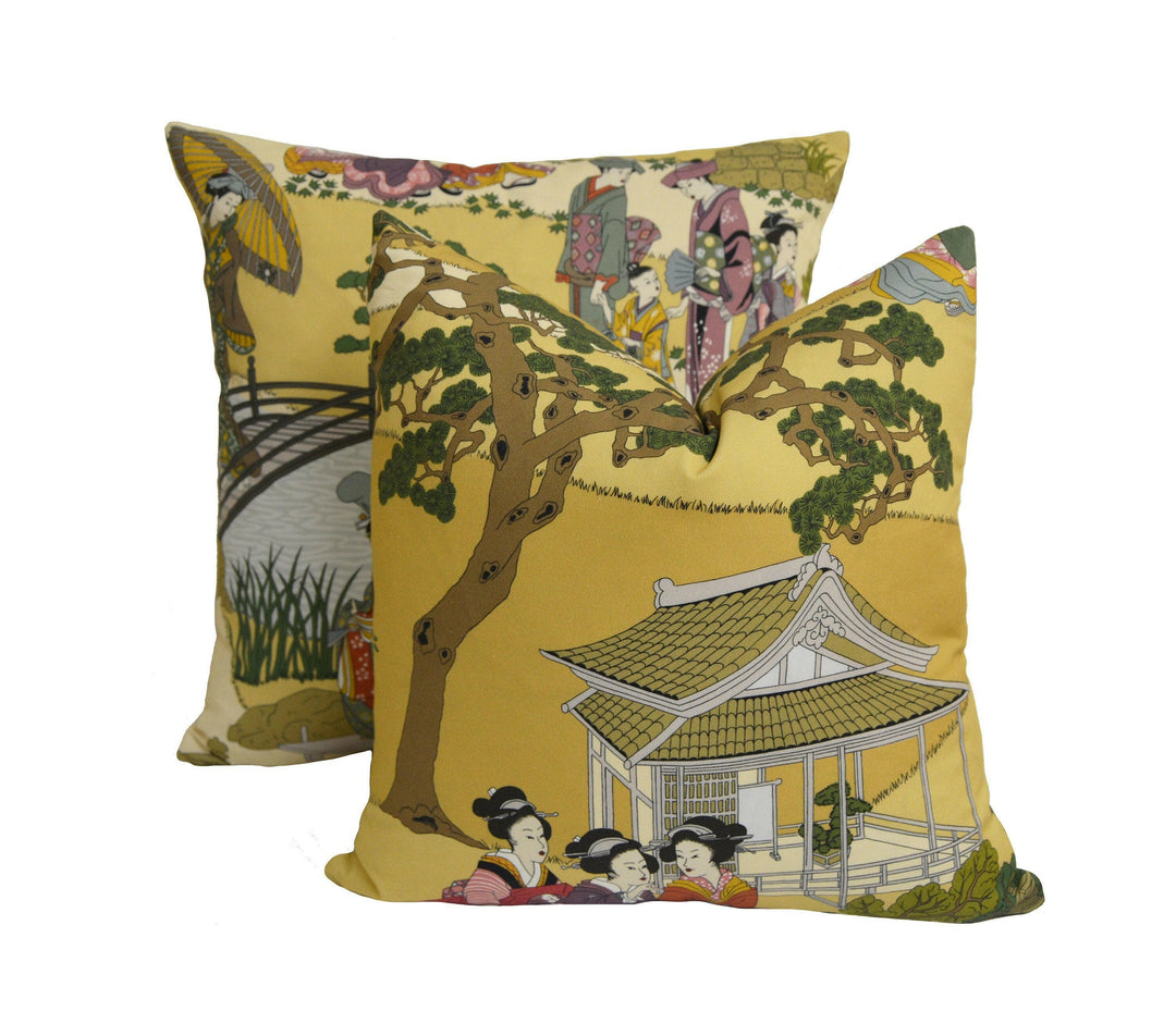 Manuel Canovas - Geishas - Epice - Intricate Japanese Garden Designer Cushion Cover - Handmade Throw Pillow - Designer Home Decor.