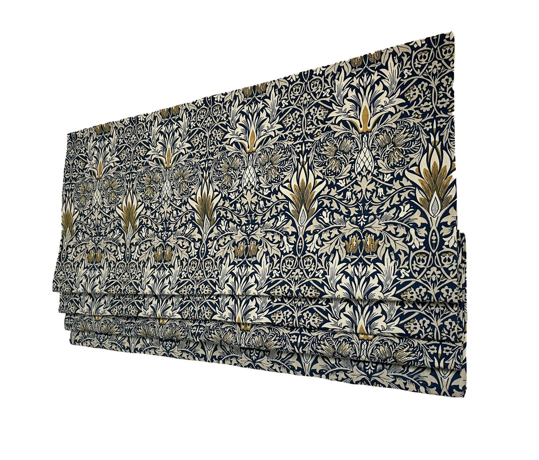 William Morris - Snakeshead - Indigo / Hemp - Professionally Made Roman Blind Made to Measure.