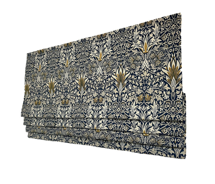William Morris - Snakeshead - Indigo / Hemp - Professionally Made Roman Blind Made to Measure.