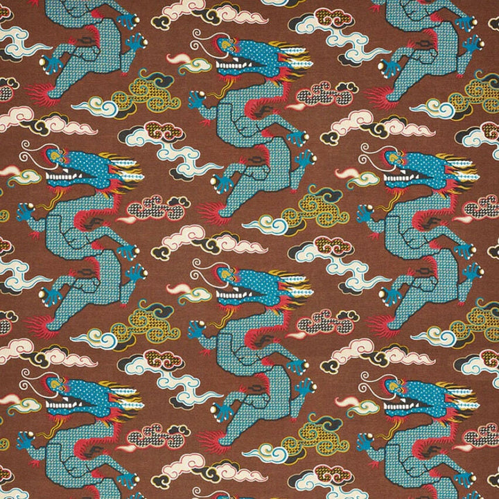 Schumacher - Magical Ming Dragon - Brown - Fantastical Tibetan Inspired Designer Cushion Cover - Handmade Throw Pillow - Luxury Home Decor.