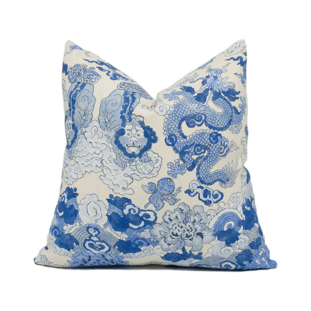 Schumacher - Magic Mountain Dragon - Porcelain - Fantastical Exotic Statement Cushion Cover - Handmade Throw Pillow - Designer Home Décor.