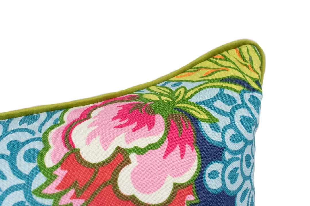 Thibaut - Honshu - Navy - Large Scale Floral Japanese Garden Designer Cushion Cover - Luxury Throw Pillow - Handmade Home Decor.