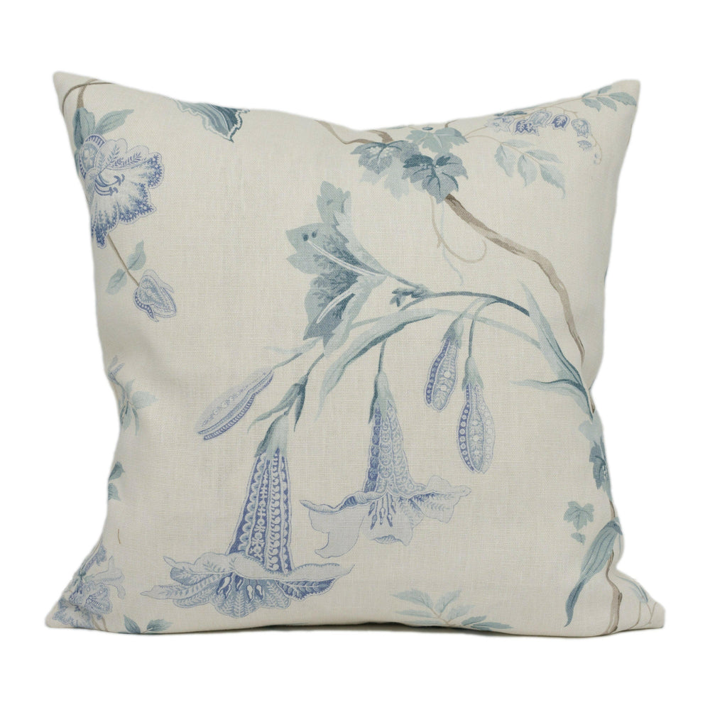 Colefax and Fowler - Datura - Blue - Subtle Demure Classic Floral Cushion Cover - Handmade Throw Pillow - Designer Home Décor.