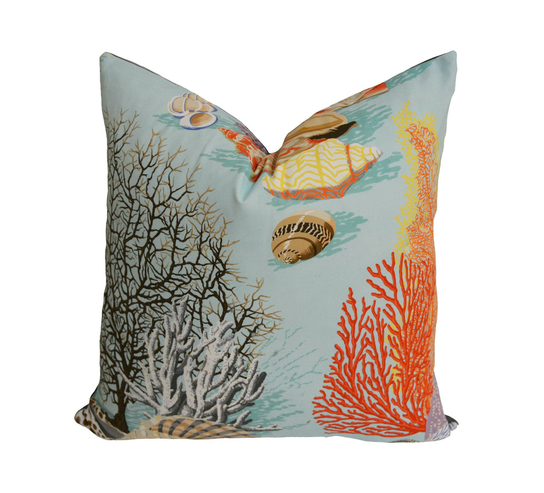 Manuel Canovas - Byron Bay - Turquoise - Exotic Australian Inspired Marine Foliage Cushion Cover - Handmade Throw Pillow Designer Home Decor.