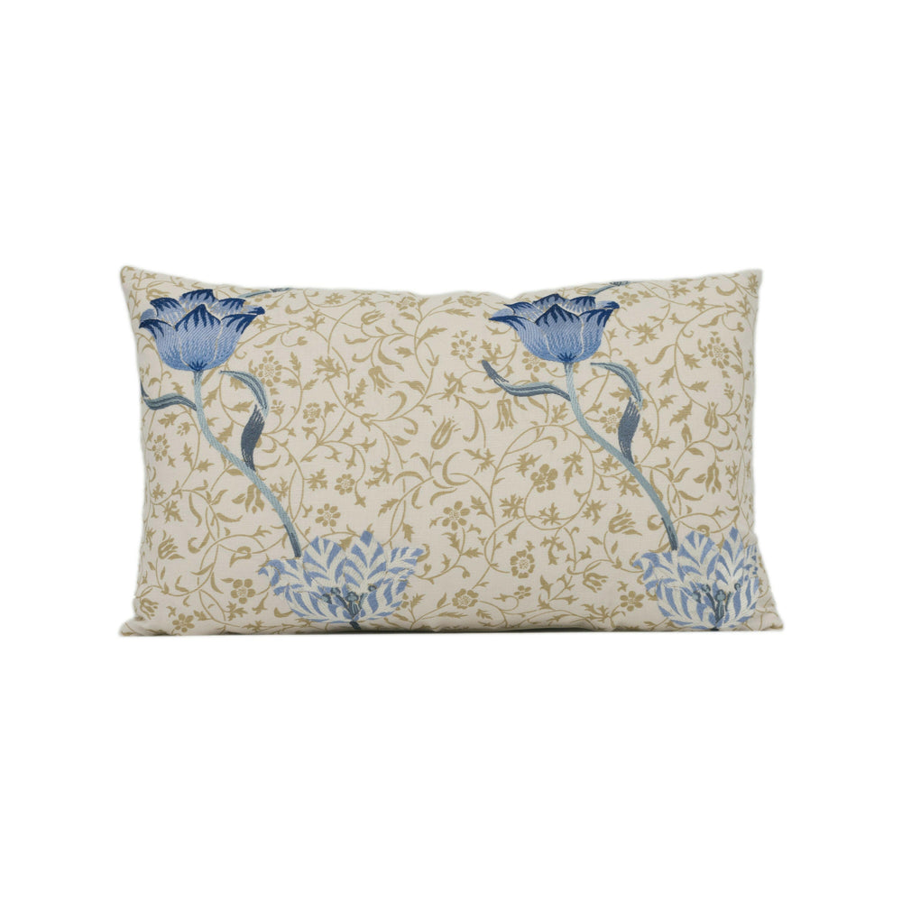 William Morris - Garden Tulip Embroidery - Indigo / Woad - Classic Floral Cushion Cover - Handmade Throw Pillow - Designer Home Décor.
