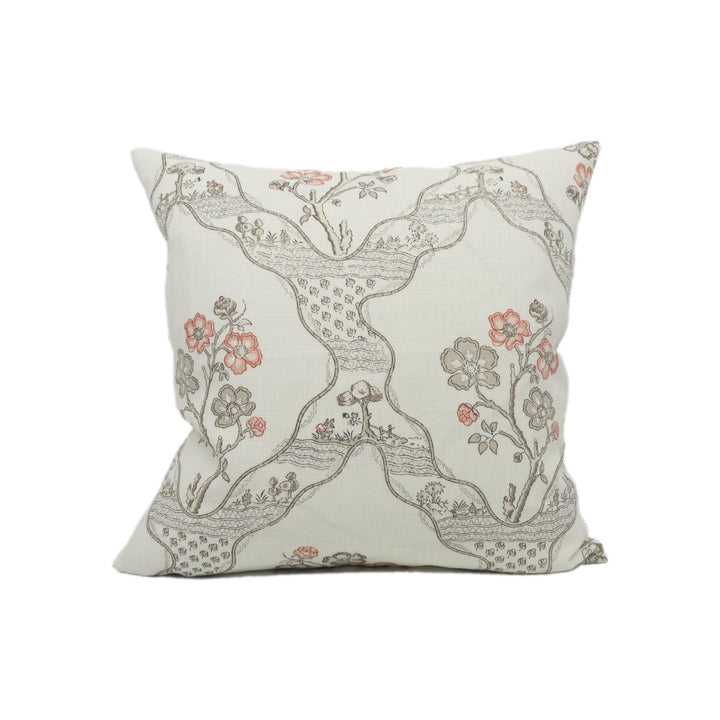 Schumacher - Marella - Rose - Charming Wavy Botanical Trellis Cushion Cover - Handmade Throw Pillow - Designer Home Décor.