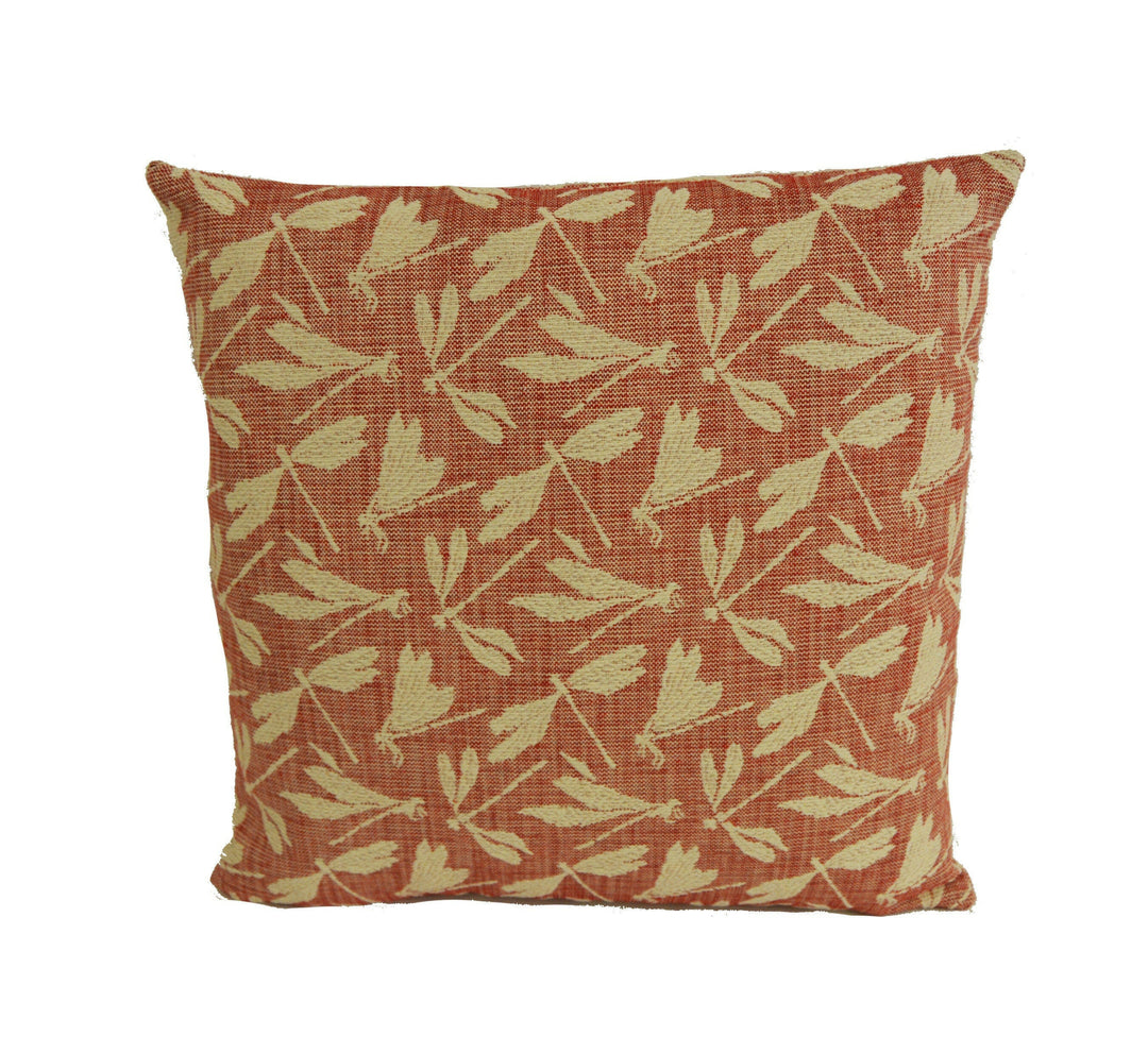 Voyage - Meddon - Cherry - Playful Dragonfly Jacquard Fabric Cushion Cover - Handmade Throw Pillow Designer Home Decor.