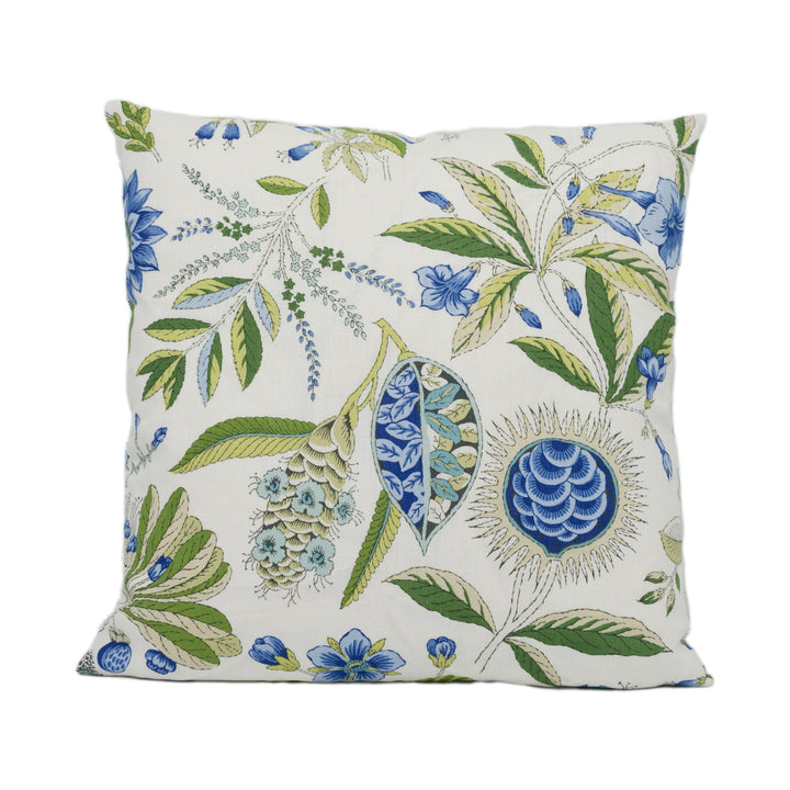 Schumacher - Roca Redonda - Blue & Ivory - Fresh Floral Chic Designer Cushion Cover - Handmade Throw Pillow - Luxury Home Decor.