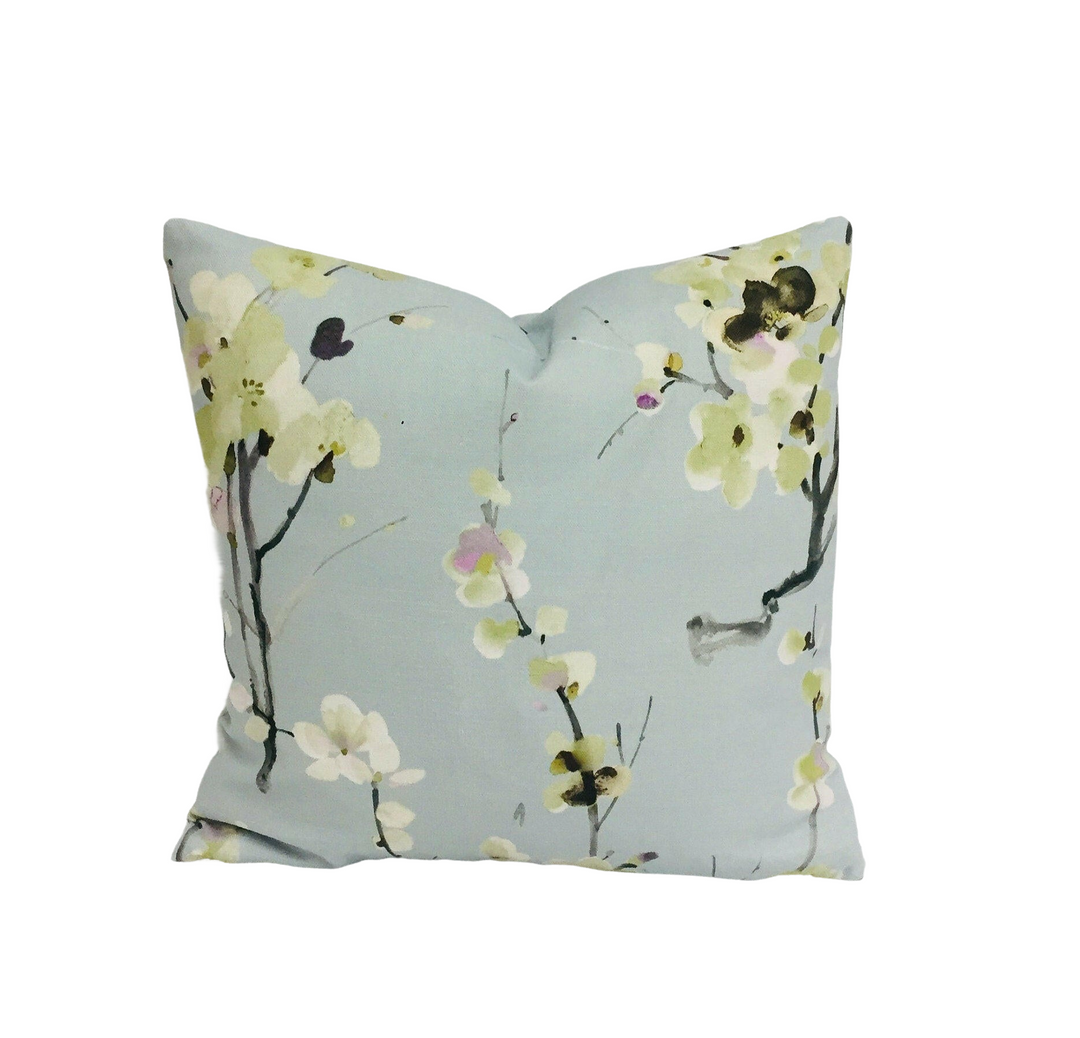 Voyage - Seville - Spring Meadows - Beautiful Japanese Cherry Blossom Cushion Cover - Handmade Throw Pillow Designer Home Decor.