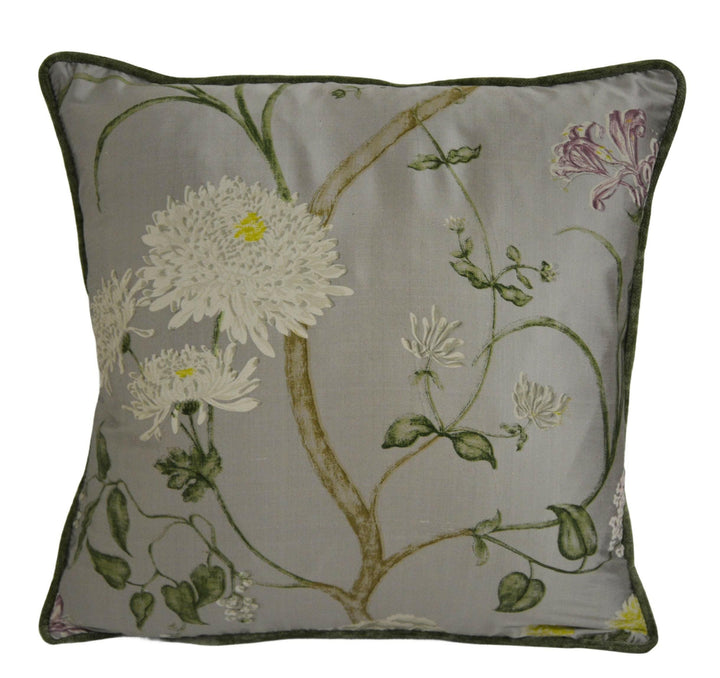 Sanderson - Summer Tree Silk - Steel / Ivory - Cushion Cover Throw Pillow Designer Home Decor.