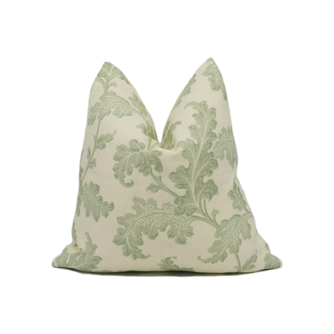 Soane Britain - Scrolling Acanthus - Eau de Nil Ivory Linen - Delicate Classic French Floral Designer Cushion Cover - Luxury Throw Pillow.