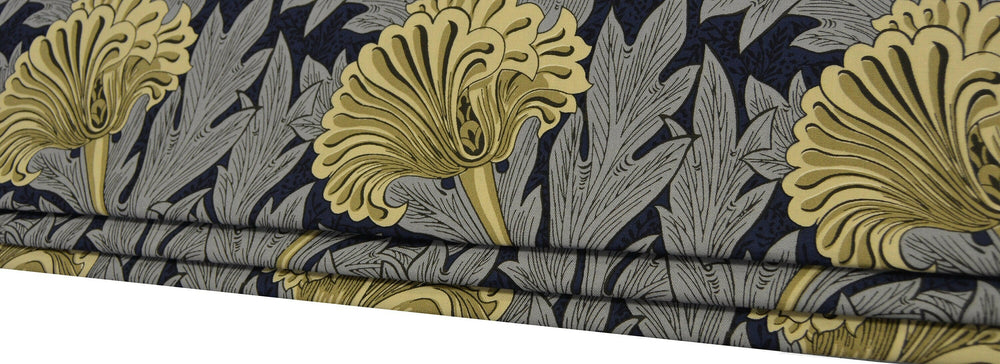William Morris - Tulip - Indigo / Linen  - Professionally Made Roman Blind Made to Measure.