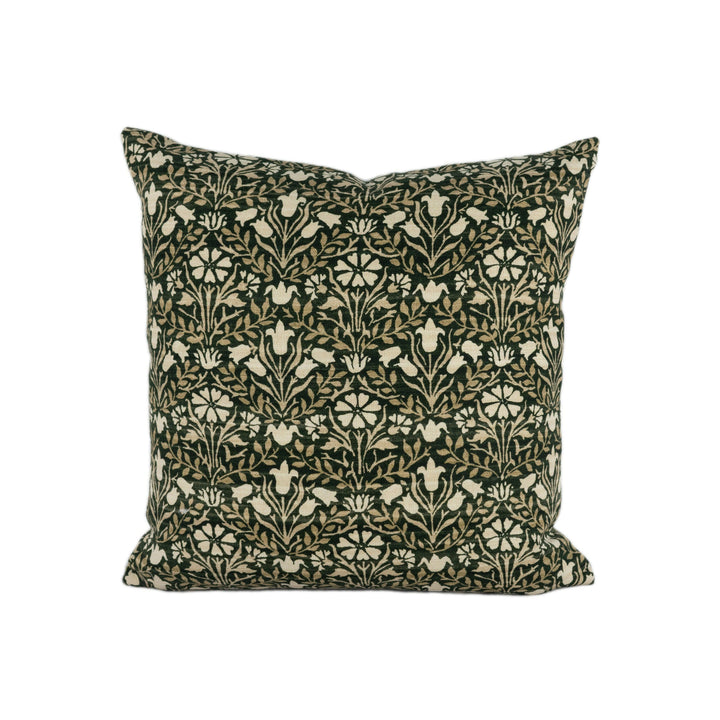 William Morris - Morris Bellflowers - Charcoal / Olive - Stunning Classic English Designer Cushion Cover Home Décor Throw Pillow.