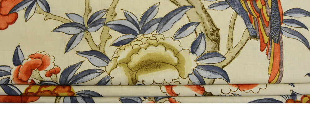 Thibaut - Giselle - Blue and Coral - Professionally Made Roman Blind Made to Measure.