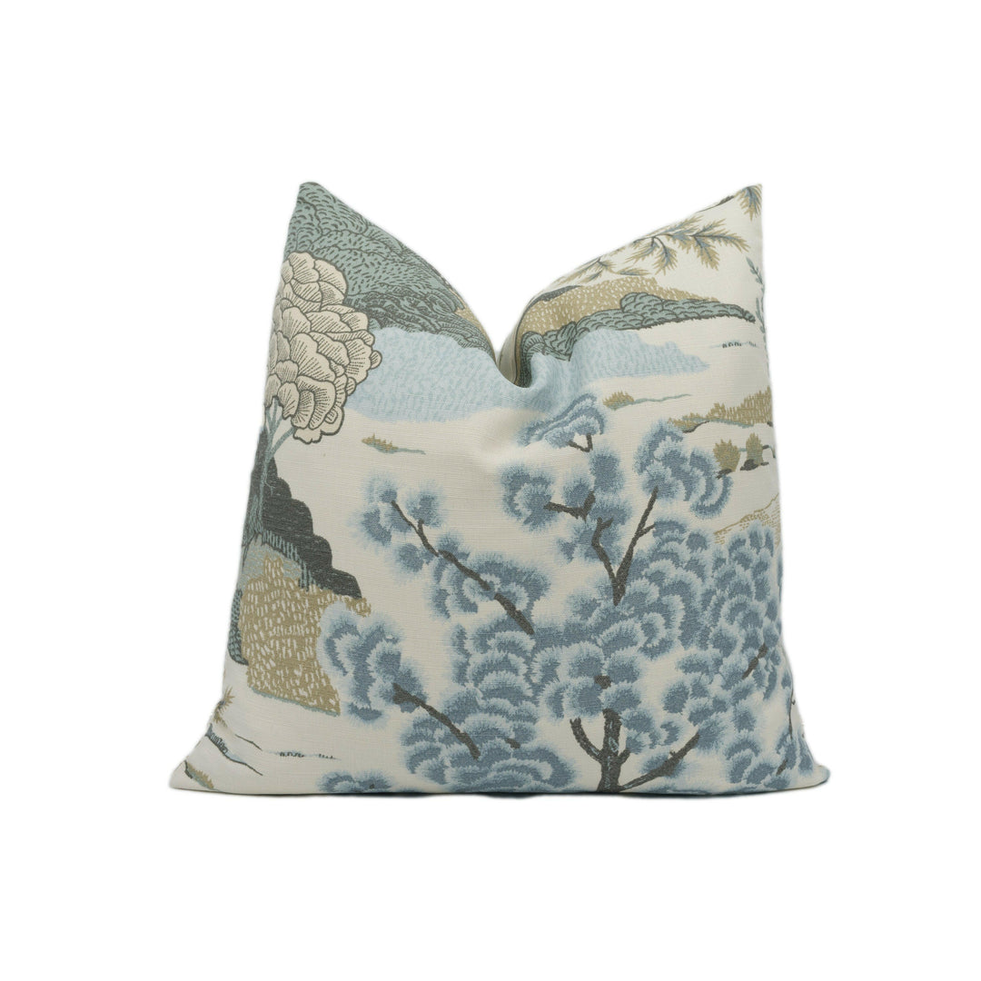 Thibaut - Daintree - Aqua - Exotic Australian Japanese Coastal Inspired Designer Cushion Cover - Luxury Throw Pillow - Handmade Home Decor.