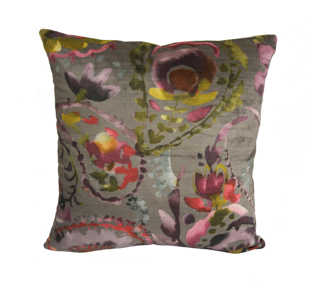Voyage Decoration - Shrabana - Lotus - Sumptuous Paisley Velvet Cushion Cover - Handmade Throw Pillow Designer Home Decor.