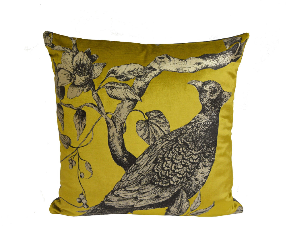 Zoffany - Darnley Toile Velvet - Tigers Eye - Stunning Sophisticated Metallic Bird Cushion Cover - Handmade Throw Pillow Designer Home Decor.