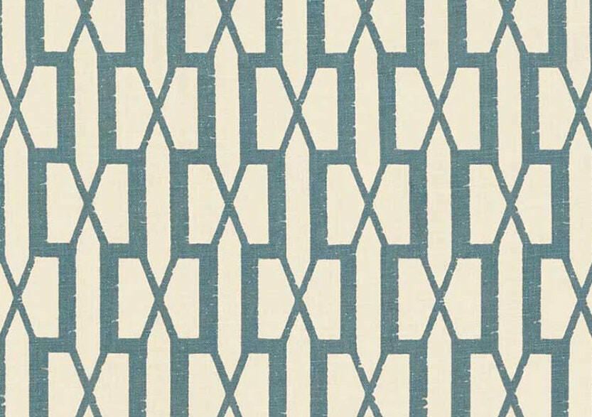 Schumacher - Belvedere - Peacock Blue - Sophisticated Modern Trellis Geometric Cushion Cover - Handmade Throw Pillow - Designer Home Décor.