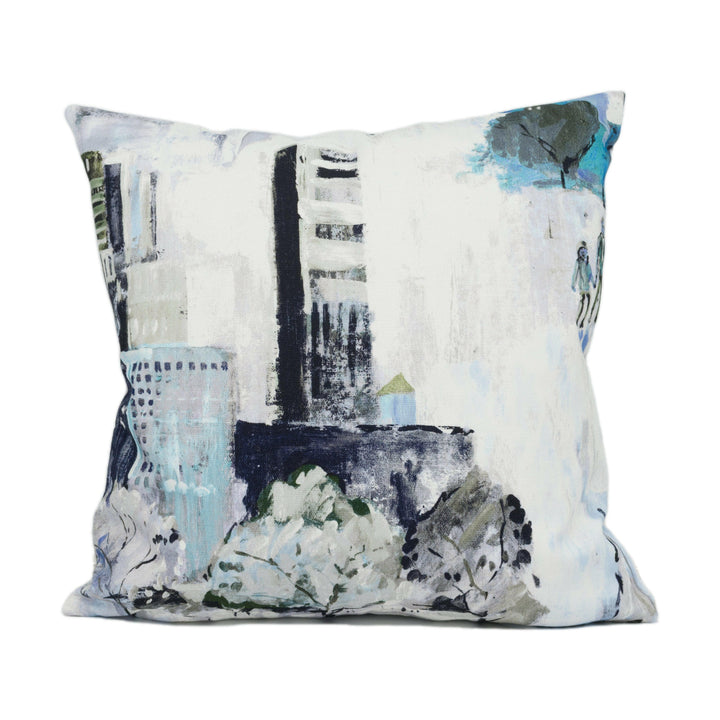 Prestigious - Walk in the Park - Sapphire - Large Scale Painted City Scene - Cushion Cover - Handmade Throw Pillow - Designer Home Décor.