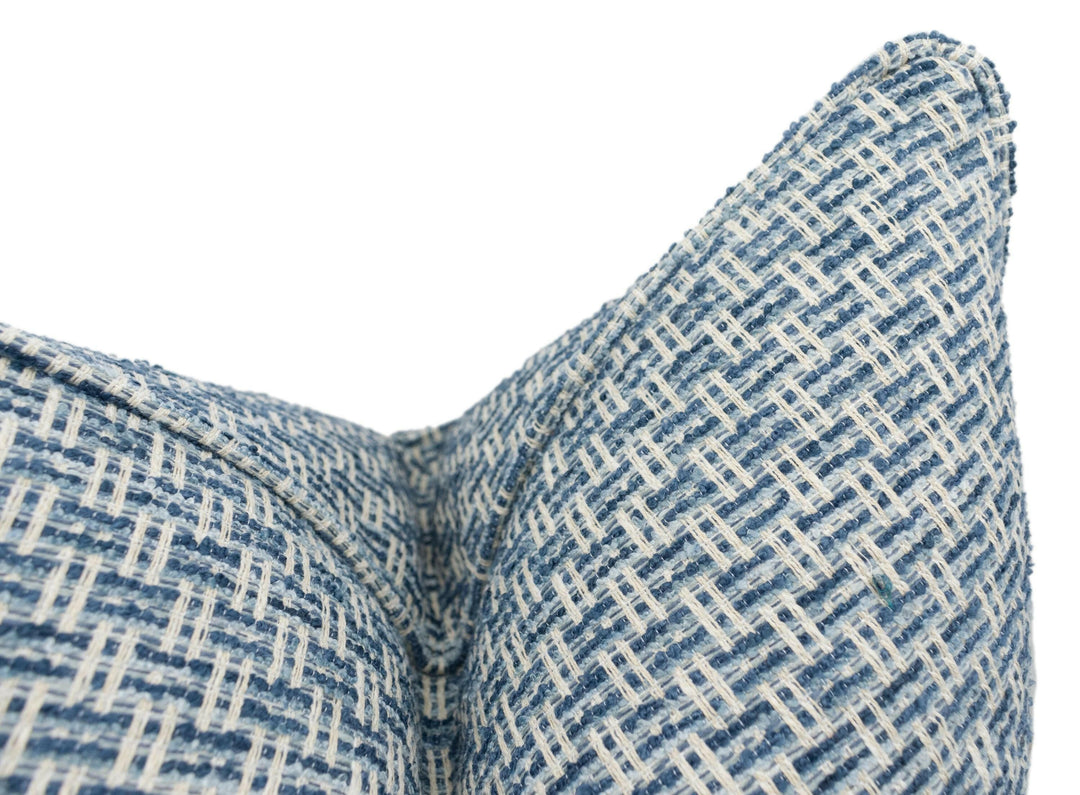 Clarke & Clarke - Tecido - Denim - Chic Piped Small Scale Basket Weave Cushion Cover - Handmade Throw Pillow - Designer Home Décor.
